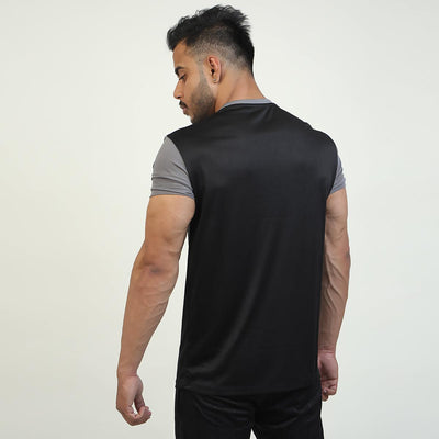 Black Interlock T-Shirt V-Panel - Ibex Collections