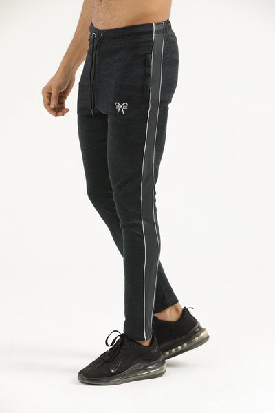 Charcoal Interlock trouser with Grey Side Panel - Ibex Collections