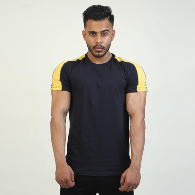 Navy Shirt with Yellow Shoulder Panel - Ibex Collections