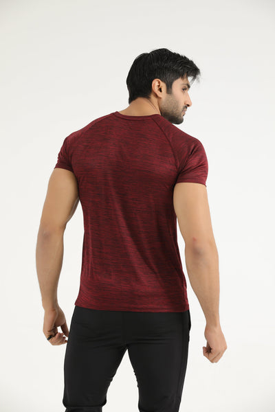 Maroon Textured Quick Dry T-Shirt - Ibex Collections