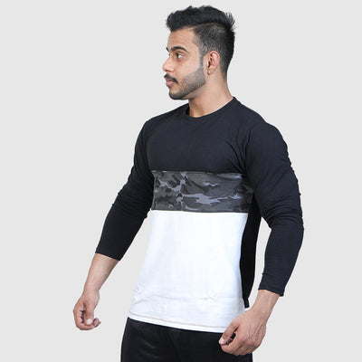 Black + Camo + White Panel T-shirt - Ibex Collections