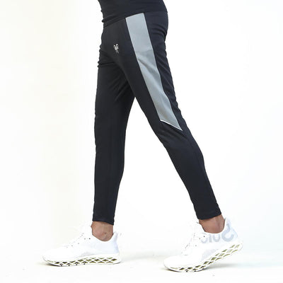 Black Interlock Trouser with Charcoal Side Panel - Ibex Collections