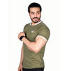 Olive Lycra Tee With Shoulder Piping - Ibex Collections