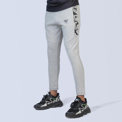 Grey Cotton Terry Trouser with Camo Side Panel - Ibex Collections