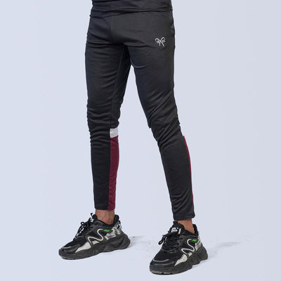 Black Interlock Trouser with White & Maroon Lower Panel - Ibex Collections
